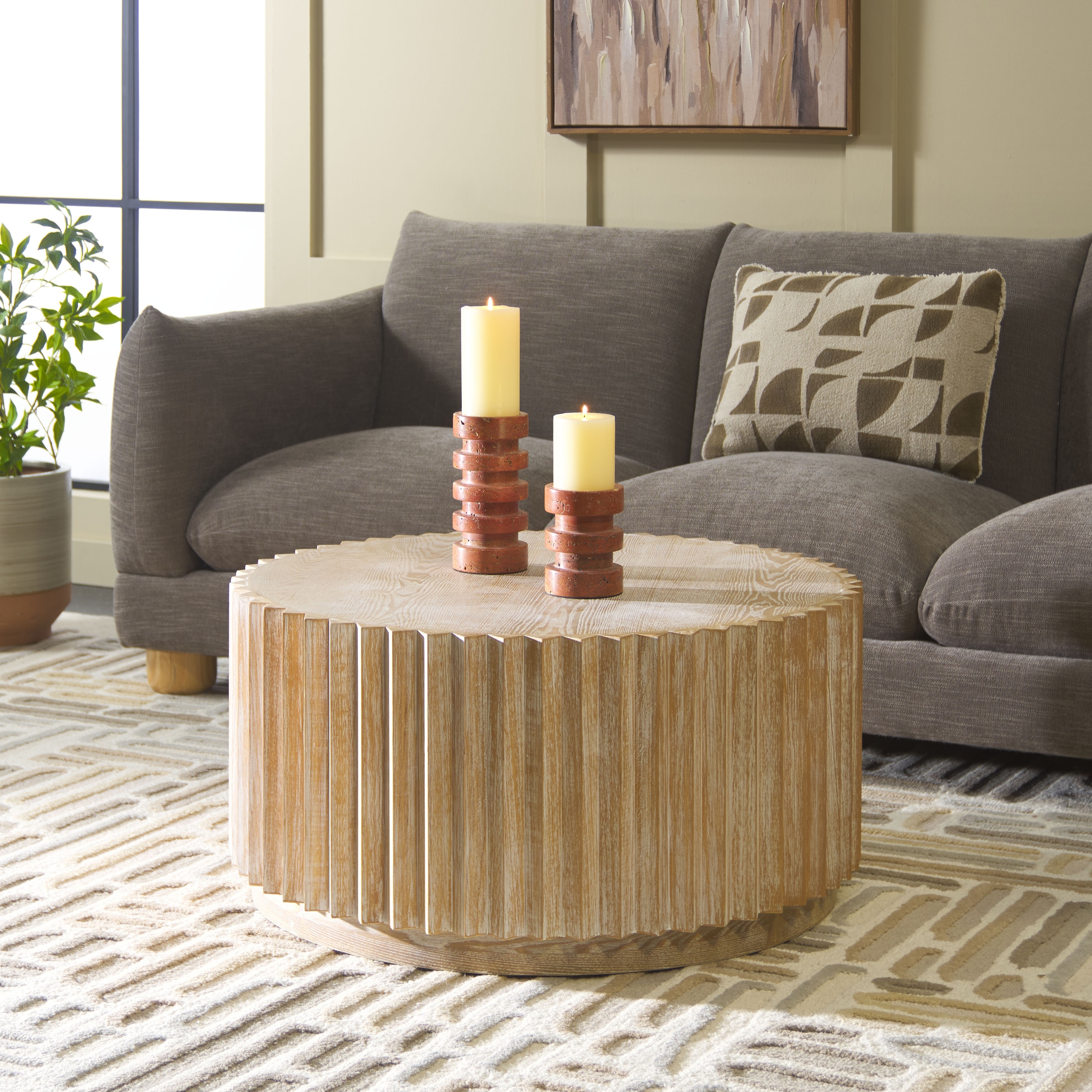 SAFAVIEH Kanpun Scandinavian Engineered Wood Coffee Table, 32-Inch - 32"W x 32"D x 16"H