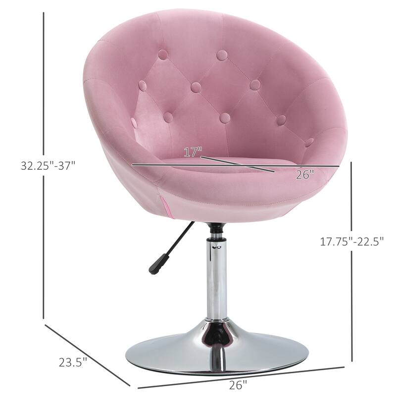 Pink 26" Swivel Tufted Accent Chair with Chrome Frame