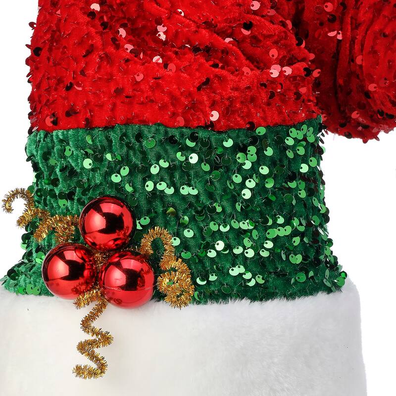 10" Glitter Sequin Santa Hat Tree Topper