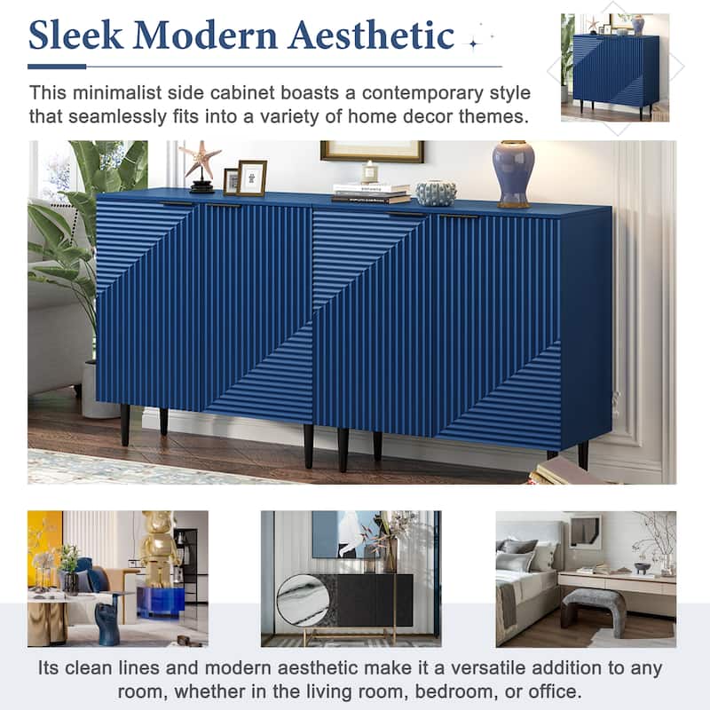 Modern Storage Cabinet with Adjustable Shelves, Buffet Cabinets Large Sideboard w/ 3 Drawers, 2 Door for Kitchen, Entryway