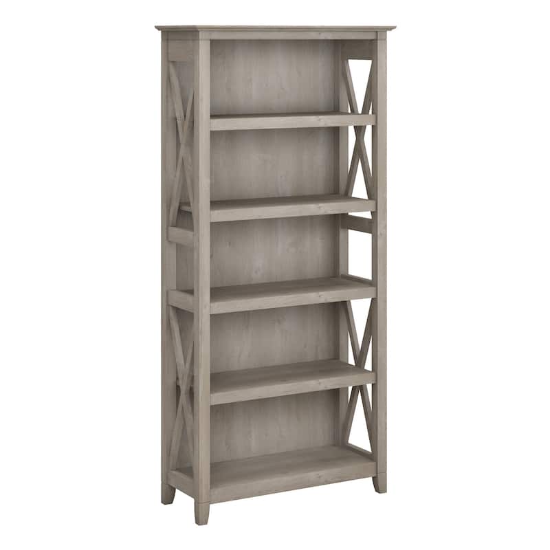 Bush Furniture Key West Tall 5 Shelf Bookcase with Adjustable Shelves