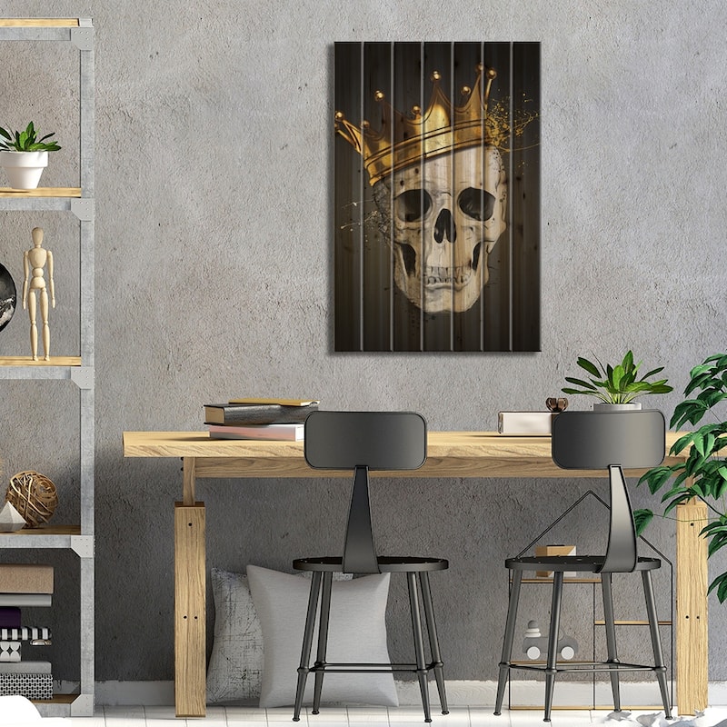 Royal Skull Print On Wood by Nicklas Gustafsson - Multi-Color