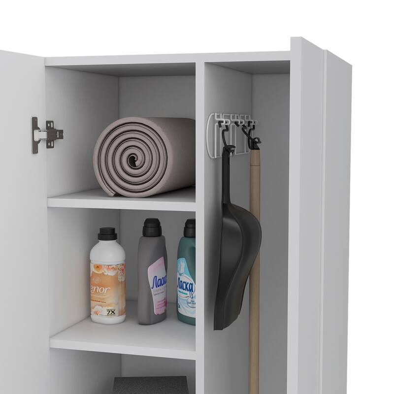Cleaning Storage Cabinet Tall, Double Door Shelved Cabinet with Metal Handles, 71.3" High
