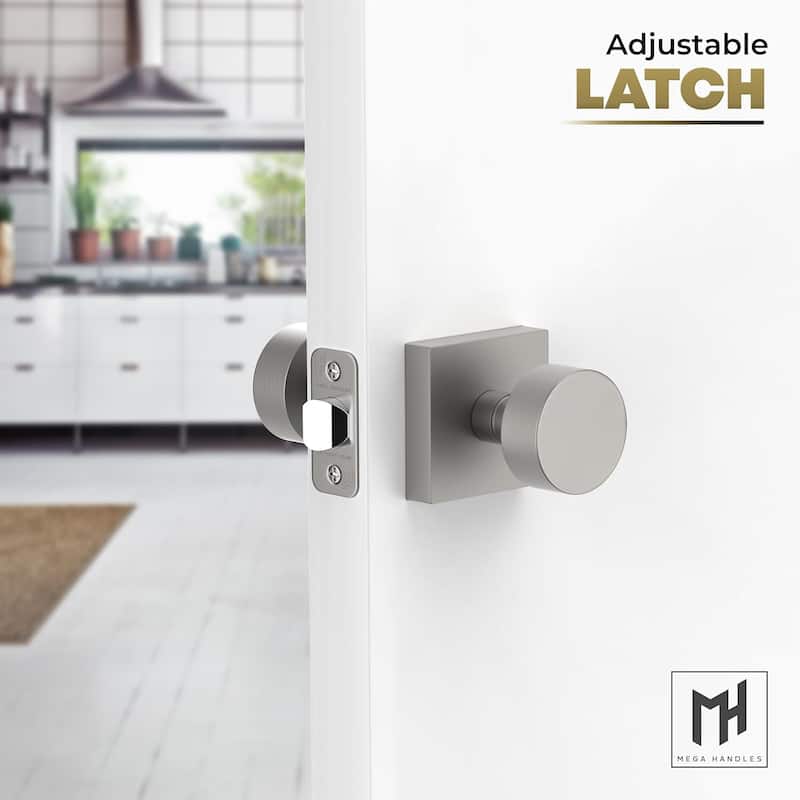 Mega Handles SUANA Modern Square Passage Door Knob for Hallway, Closet, Bathroom | Keyless Reversible Interior Door Handle