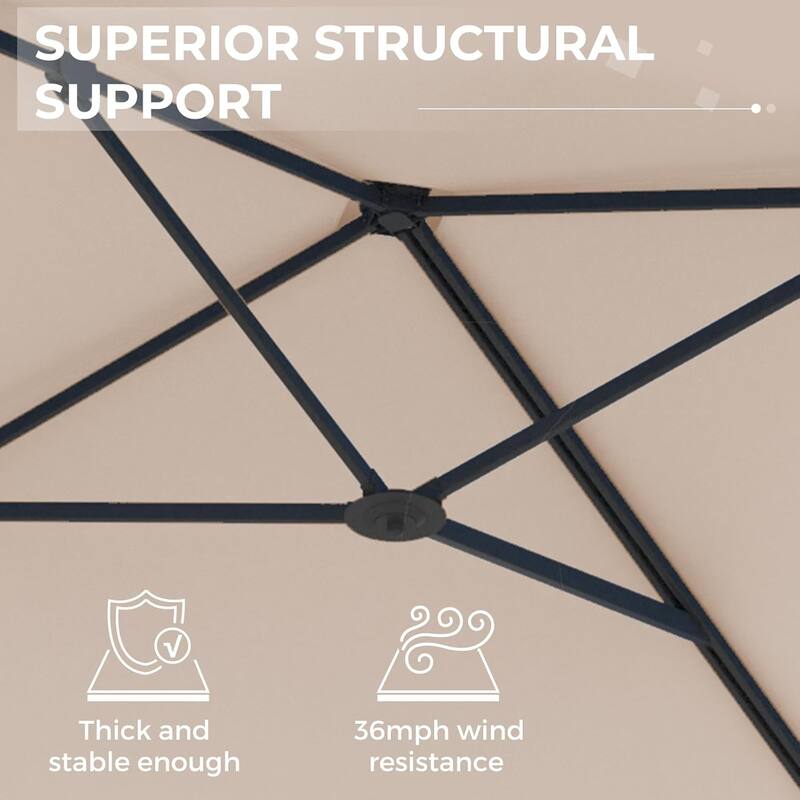 AECOJOY 10 FT. Wall Mount Umbrella Outdoor Patio, Large Patio Rectangular Aluminum Cantilever Umbrellas