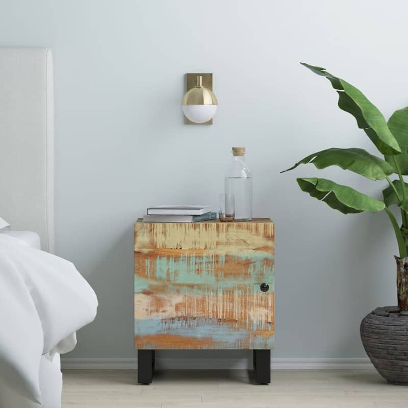 vidaXL Bedside Cabinet 15.7"x13"x18.1" Solid Wood - Black 2