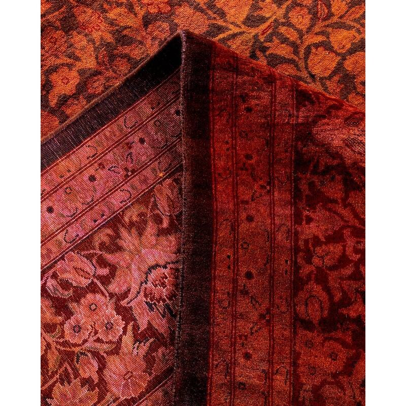 Overton Handknotted Wool Contemporary Overdyed Orange Area Rug - 9' x 12'