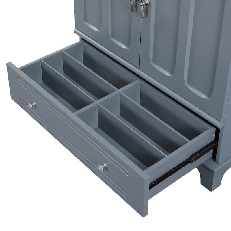 30" Wooden Bathroom Ceramic Sink Cabinet with Shelf, Drawer with Divider