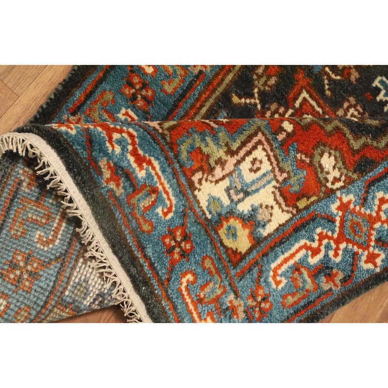 Hand Knotted Oriental 100% Wool Carpet Transitional Floral Greys & Charcoal Oushak Runner Rug - 8' 0'' X 2' 7''