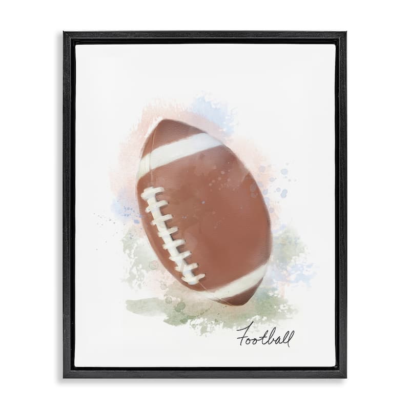 Stupell Soft Pastel Football Framed Floater Canvas Wall Art Design By Matthew Piotrowicz - 25 x 31 - Black