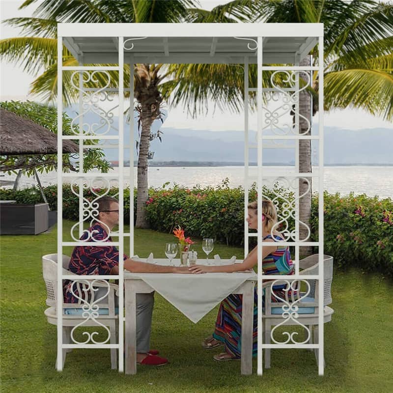 Metal Wedding Ceremony Stand Garden Plant Arbor Trellis Gazebo with Removable Cover