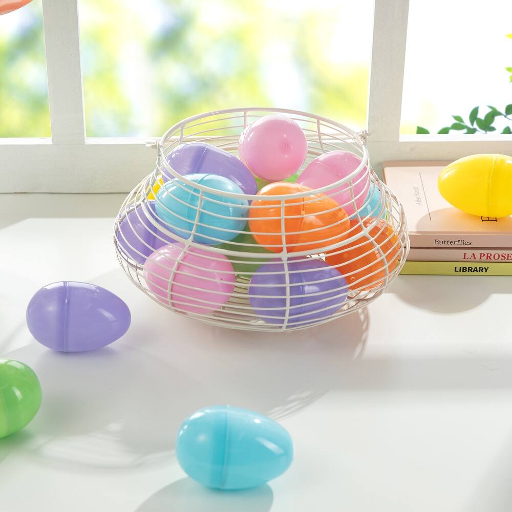 Glitzhome 60/90 Pack Easter Plastic Fillable Eggs in 6 Colors Hanging Decoration