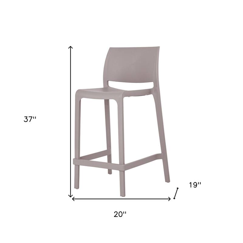 HomeRoots Set of Four 26" Taupe Heavy Duty Plastic Low Back Outdoor Counter Height Bar Chairs