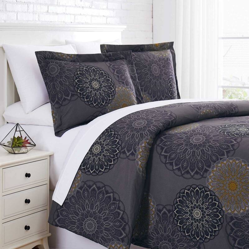 Midnight floral Down Alternative Comforter and Sham Set