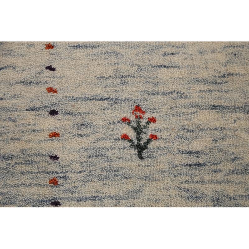 Beige Tribal Gabbeh Oriental Rug Hand-Knotted Wool Carpet - 3'11" x 5'9"