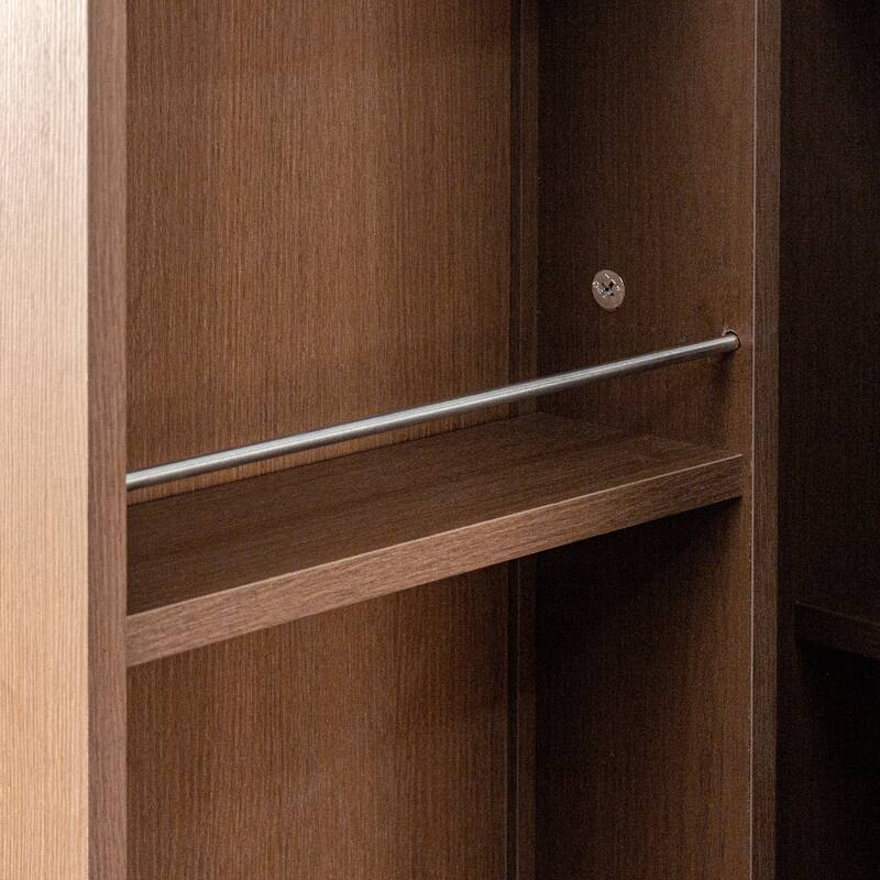 Kitchen Pantry Cabinet, 62.99" Walnut Freestanding Buffet Sideboard with Doors & Shelves, Wood Storage Cabinet for Dining Room