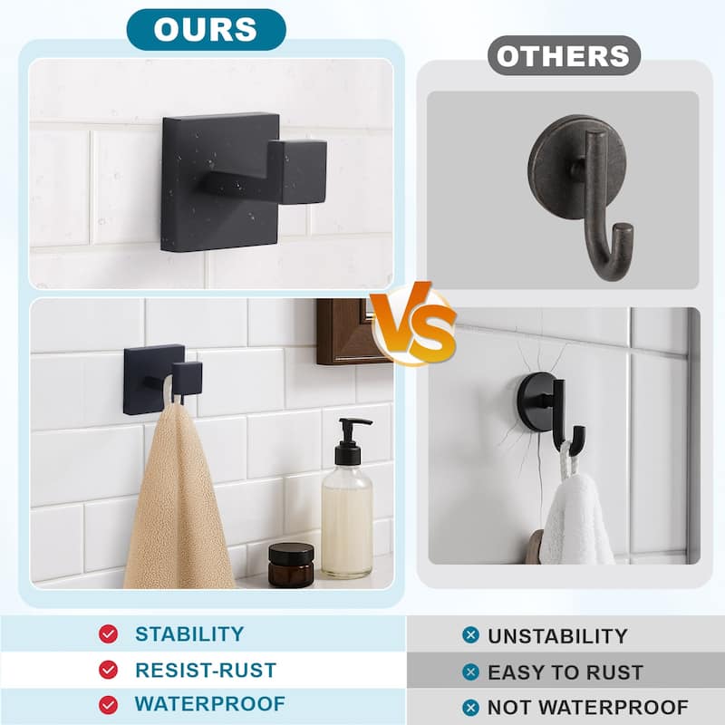 WOWOW J-Hook Wall Mount Robe/Towel Hook 6PCS