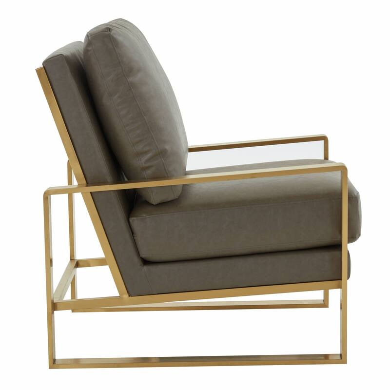 LeisureMod Jefferson 3-Piece Leather Armchairs and Geometric Coffee Table Set - 36"