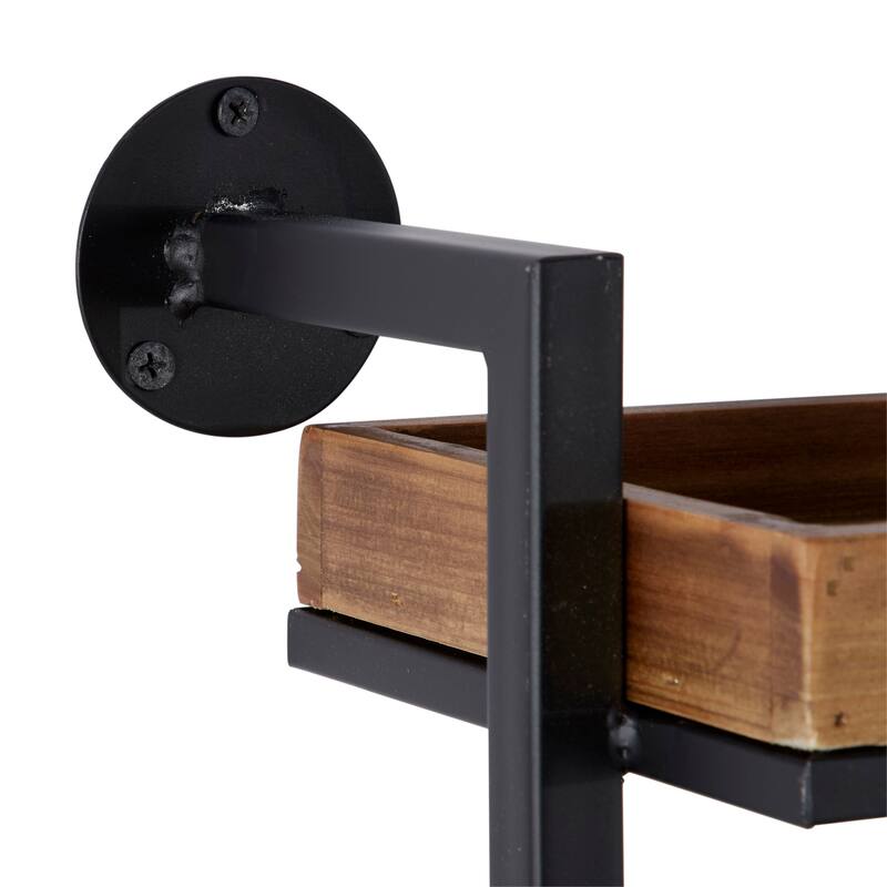 Brown Metal 3 Shelves Wall Shelf