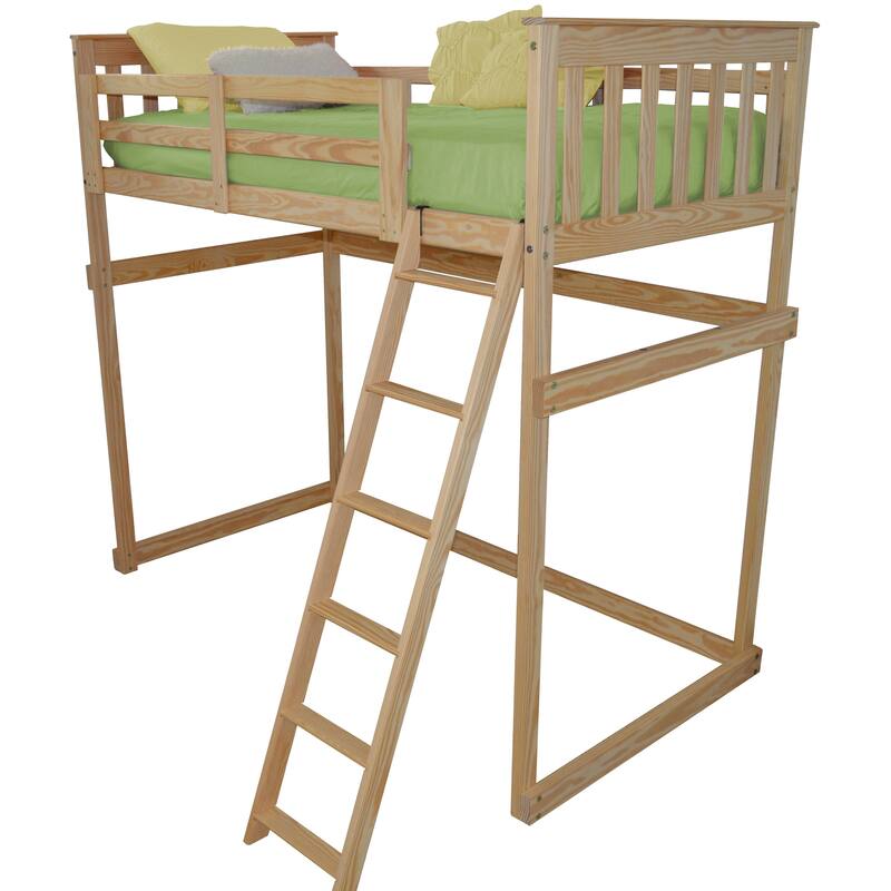 Pine Twin Mission Loft Bed with Side Ladder
