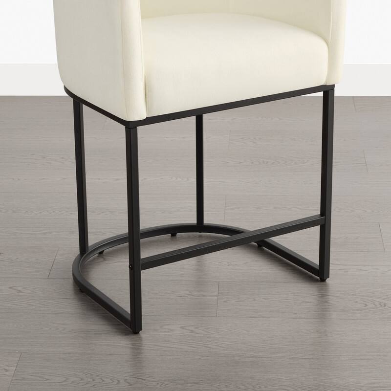 Spruce & Spring Modern Upholstered Barrel Counter Bar Stool with Arm