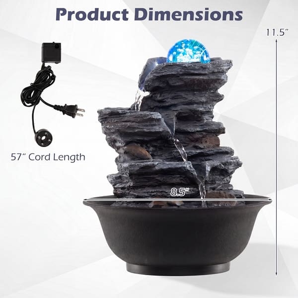 Costway Tabletop Water Fountain with Rolling Crystal Ball,