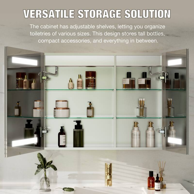 30-48'' W x 24'' H Surface or Recessed LED Bathroom Medicine Cabinet With Mirror,Defog & Quiet Hinges