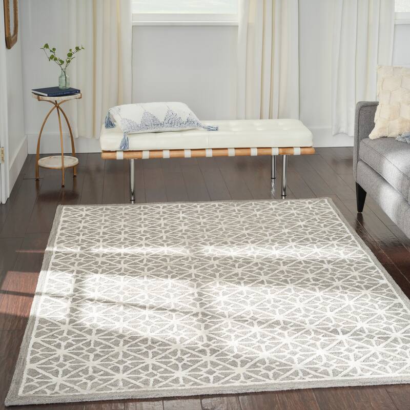 New Concept Washables Series 2 Modern Geometric Area Rug - 5' 3" x 7' 3" - Grey - Rectangle