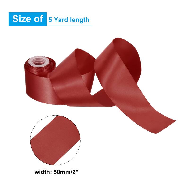 2" 5 Yard Double Faced Solid Satin Ribbon Polyester Fabric - Wine Red