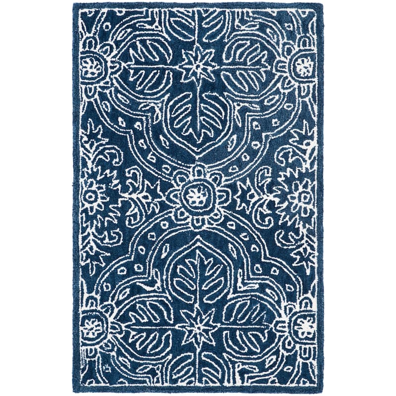 Lauren Ralph Lauren Handmade Etienne French Country Geometric Wool Rug - 2'3" x 5' - Navy/Ivory