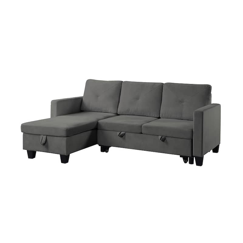 Velvet Reversible Sleeper Sectional Sofa