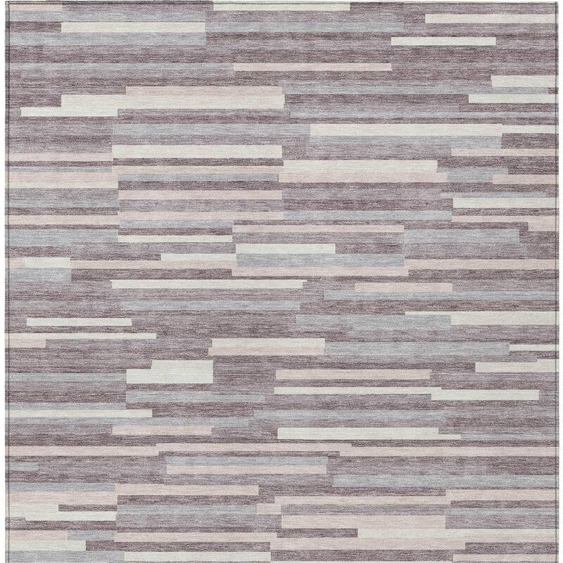 HomeRoots Striped Transitional Rectangle Outdoor Rug