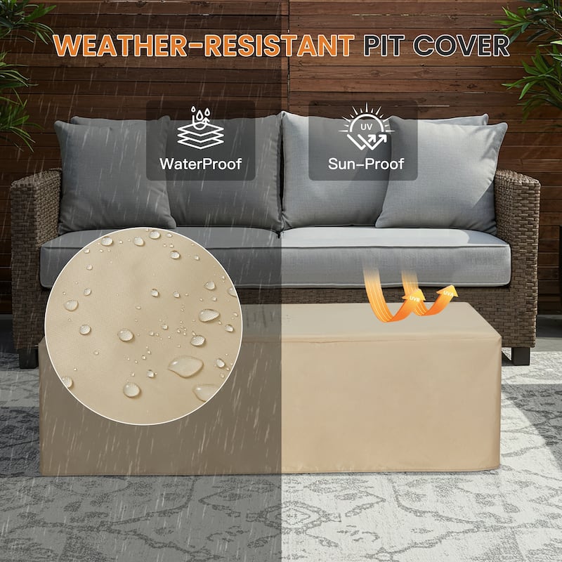 AVAWING 50,000 BTU 30" Outdoor White Round Propane Fire Pit Table and Set (Set Includes Tank Holder)