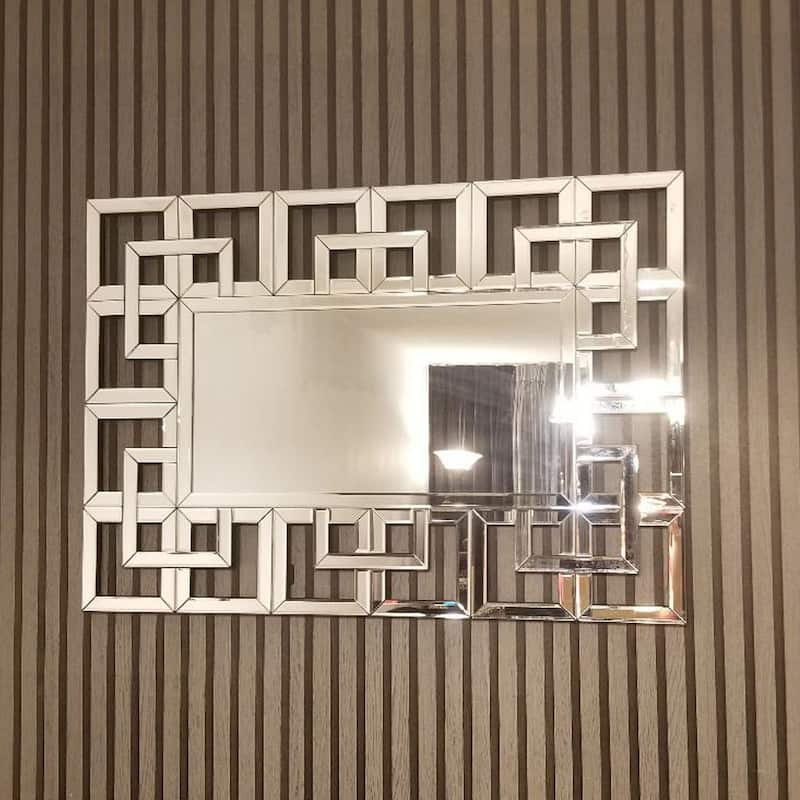Large Retro Geometric Border Accent Wall Mirror