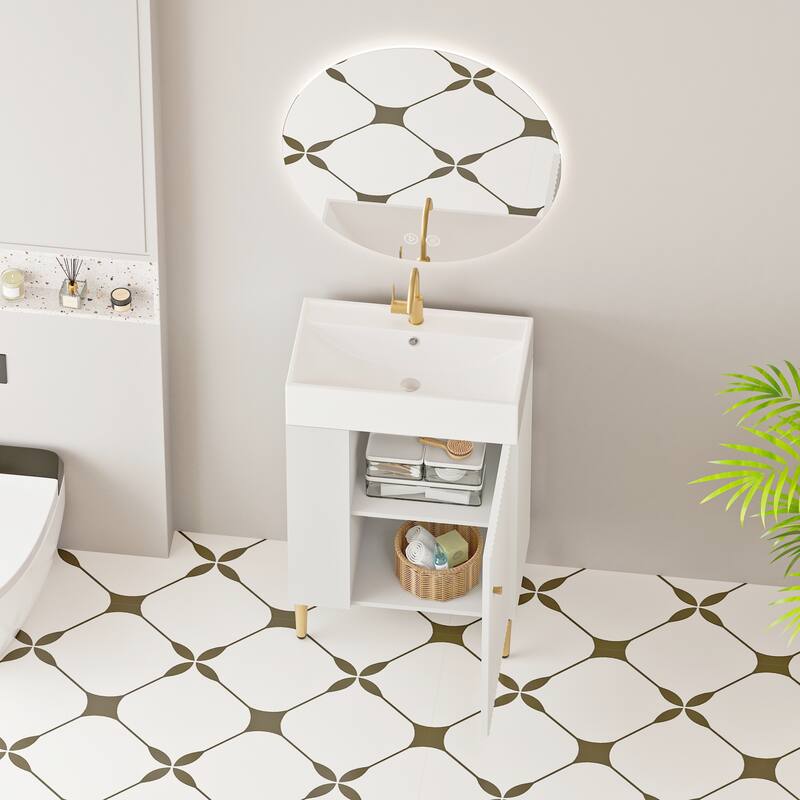 GDFStudio - Oliver 21.6" Open-Shelving Bathroom Vanity with Soft-Closing Door & Ceramic Sink