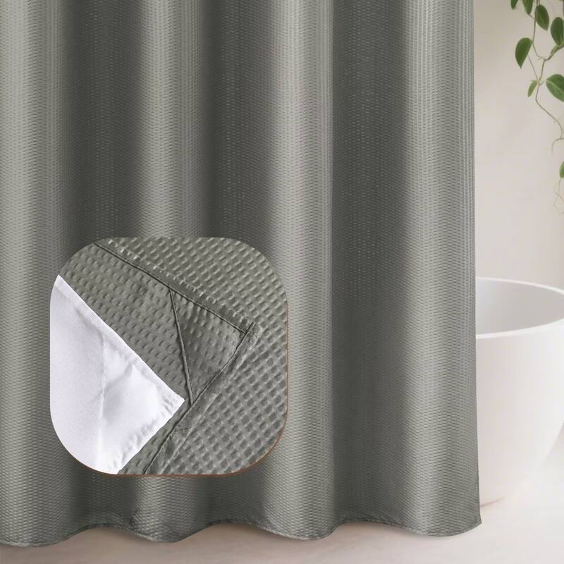 No Hook Embossed Shower Curtain with Snap-in Liner