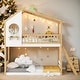 preview thumbnail 2 of 21, Playhouse-inspired Twin Over Twin Bunk Bed Wood Bed With Ladder and Roof and Windows Design