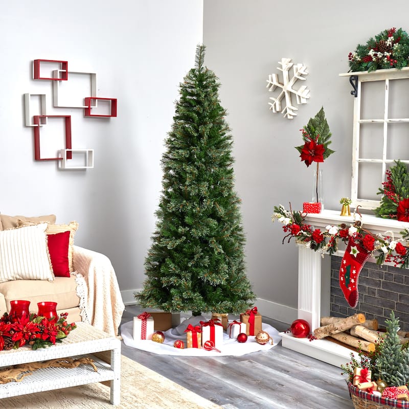7.5ft. Cashmere Slim Artificial Christmas Tree with Clear Lights - Sleek Elegant Holiday X-Mas Display