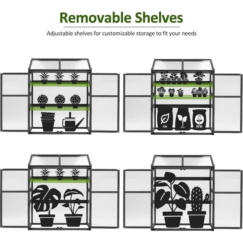 MCombo Cold Frame Greenhouse with Adjustable Shelves, Solid Wood 1344