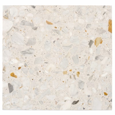 Apollo tile 24" x 24" Terraforma Polished Ivory White Gray Terrazzo Tile (15.5 sq ft/case) - 4 Pack