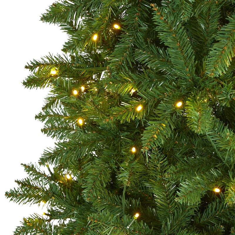 9' Slim Green Mountain Pine Artificial Christmas Tree, Warm Clear LED - 9 Foot