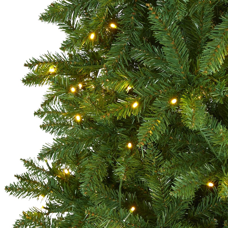 9' Slim Green Mountain Pine Christmas Tree with 600 Clear LED Lights ...