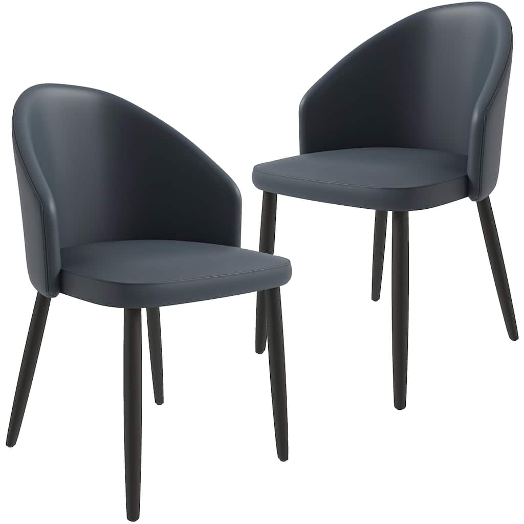 Upholstered Dining Chair in Leather/Fabric/Boucle with Wood Legs Set of 2 Paradiso Collection