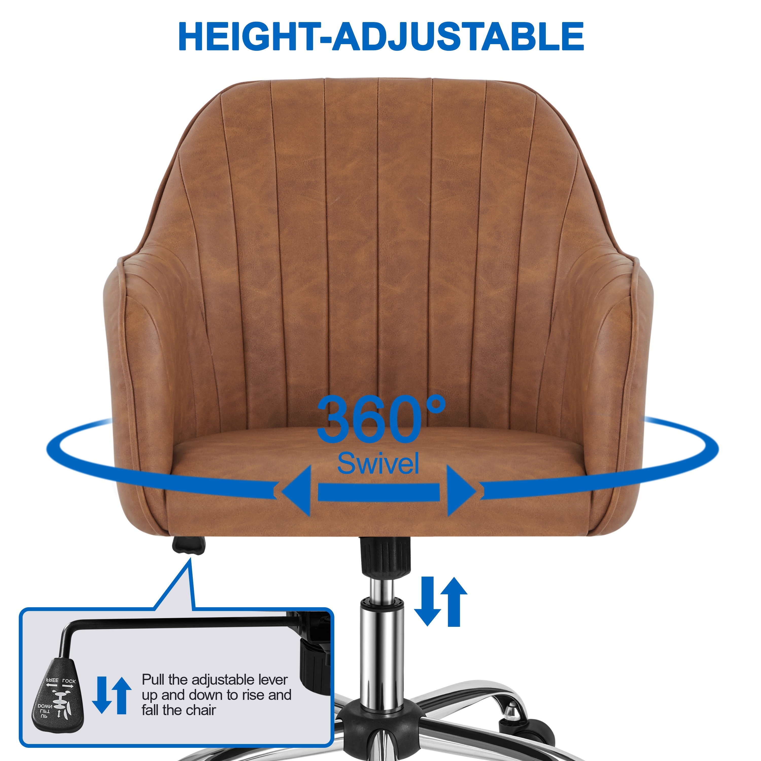 Yaheetech Modern Velvet Desk Chair Soft Height-adjustable 360