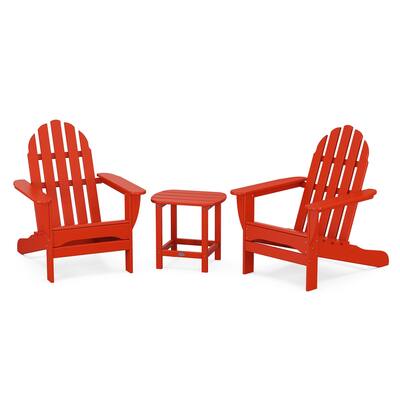 POLYWOOD Classic Adirondack 3-Piece Set with South Beach 18" Side Table