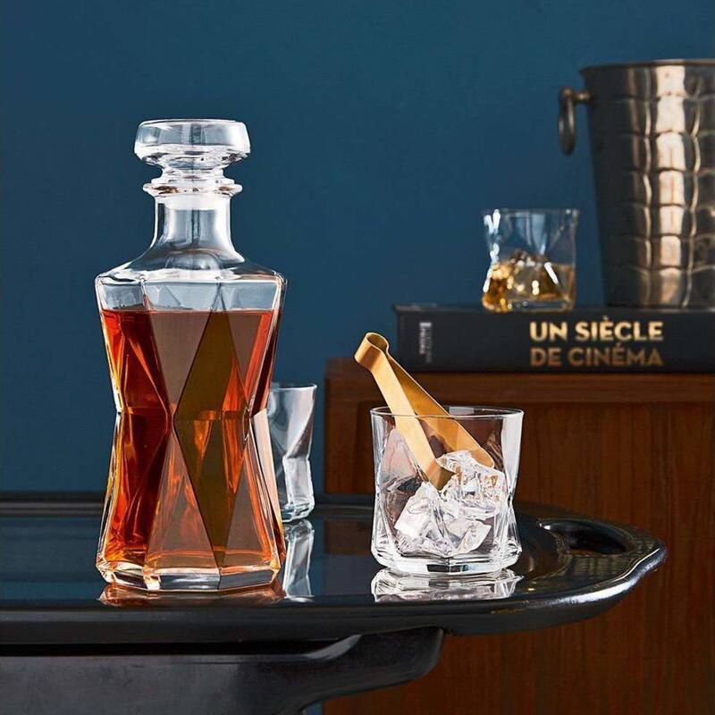 Bormioli Rocco Cassiopea 7Pc Whiskey Set 1 Decanter 6 Rocks Glasses - 33.75 oz. Decanter; 11.25 oz. Glasses