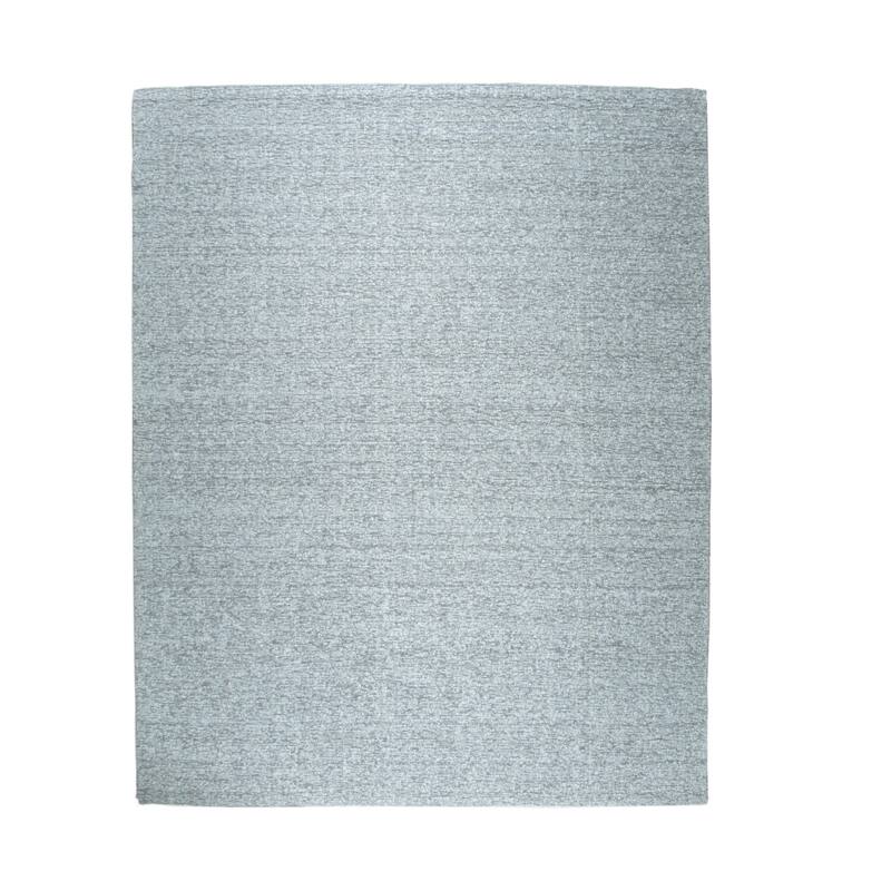 Hand-Knotted Wool Plush Flatweave Loom Rug, 6' x 9', Silver Area Rug, Soft Luxury for Modern Living Spaces - L