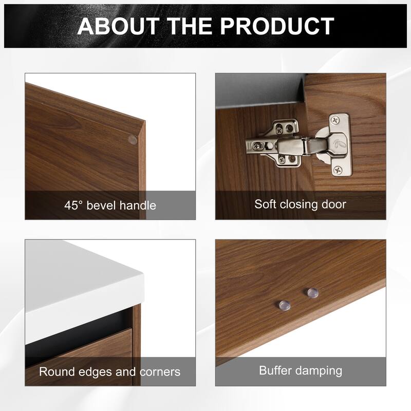 ARTCHIRLY 16/20/24/30/36 Inch Bathroom Vanity With Sink, Floating Bathroom Vanity With Soft Close Door