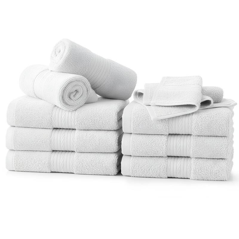 Luxurious Cotton 600GSM Soft Wash Cloths 12X12 Inch by Ample Decor - 10 Pcs