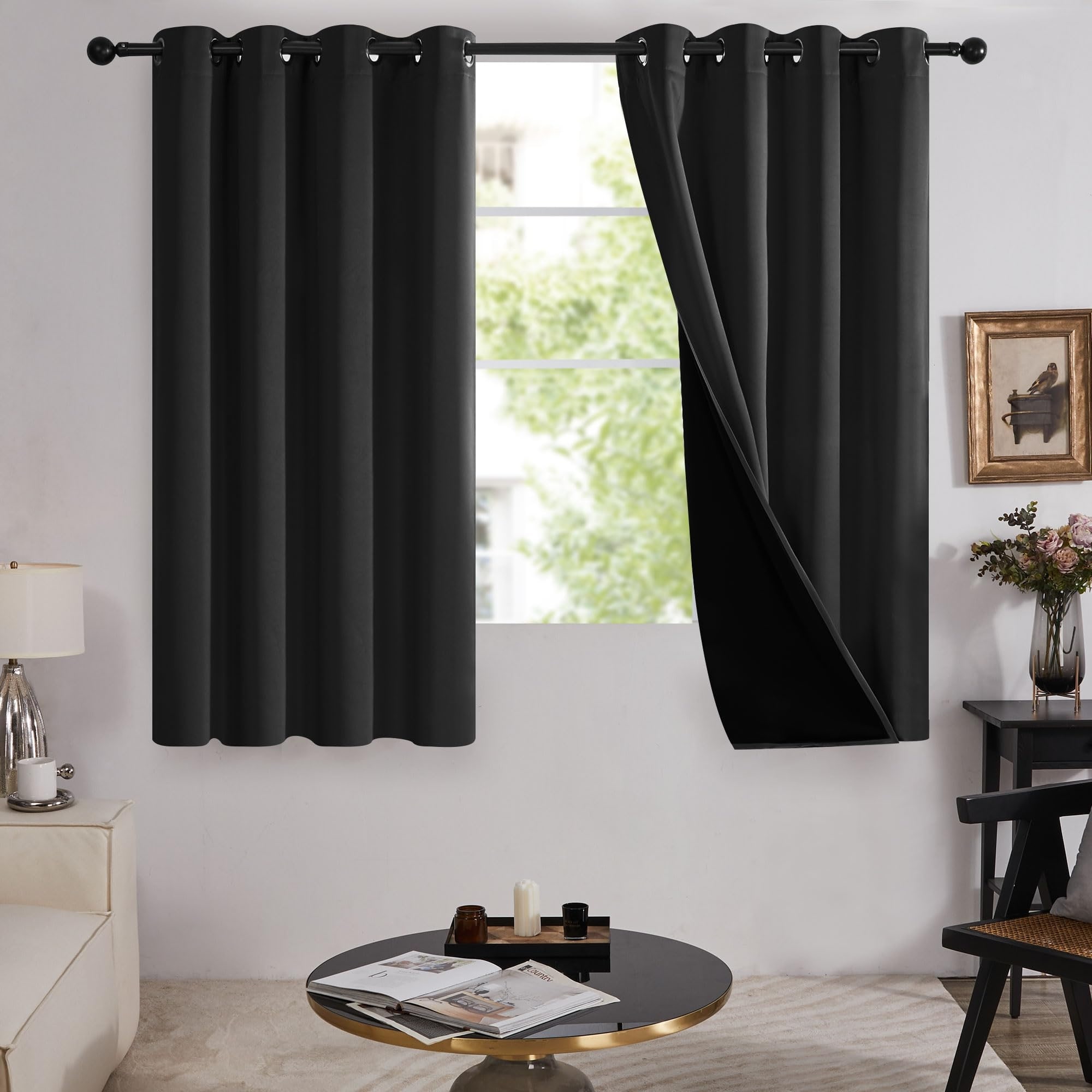 100% Blackout with Liner Grommet Curtain 4 Panels
